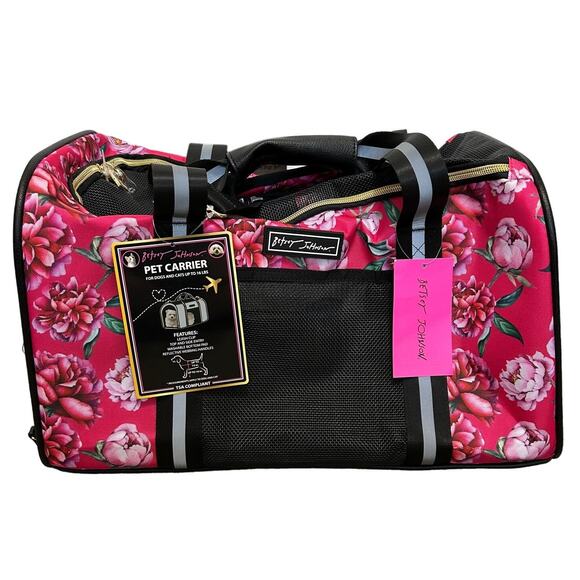 Betsey Johnson Other - Betsey Johnson Pet Carrier NWT Pink Floral Pets 16 Lbs Travel Shoulder Strap